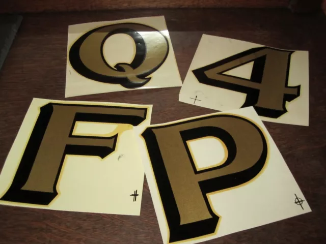 A-Z 0-9 Vintage 5½" DURO Waterslide Decals Letters Numbers Gold Auto Speedster