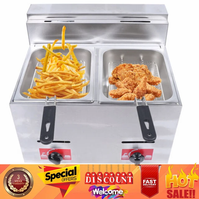 12L Commercial Propane Deep Fryer Countertop Gas Fryer w/ 2Baskets LPG & 2 Lids