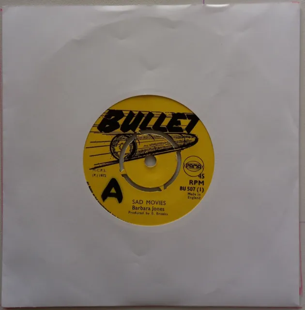 Barbara Jones - Sad Movies - 7" UK 1972 Bullet Yellow Label BU 507 Near Mint