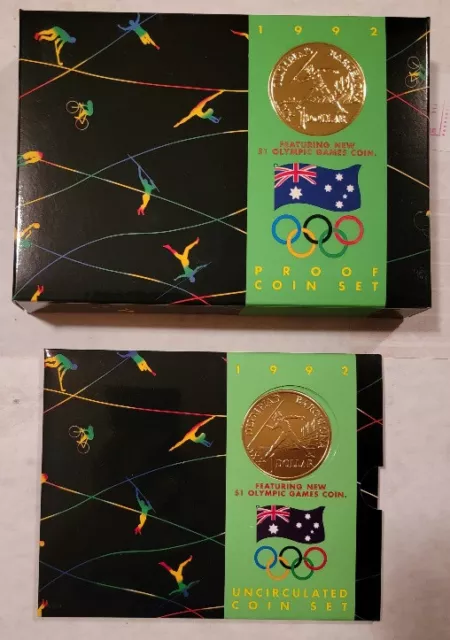 1992 Australian Mint Proof & Uncirculated Coin Sets Barcelona Olympic Games
