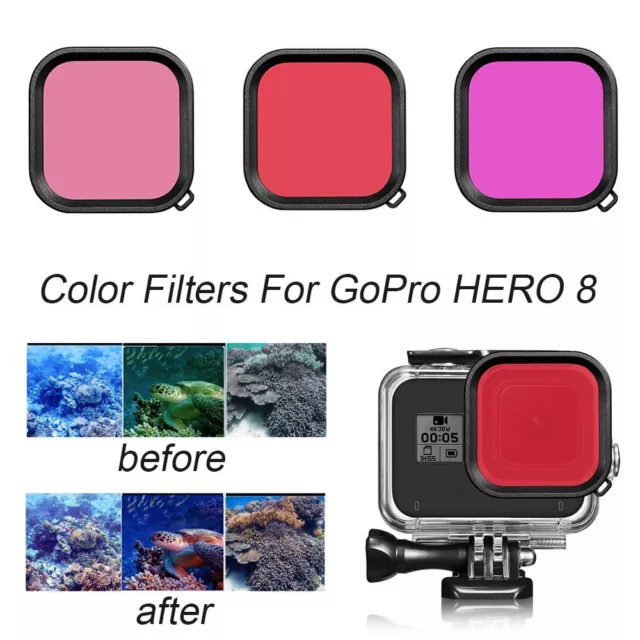 Cover Purple Pink Red Lens Filter Protective Shell For GoPro Hero 8 Black