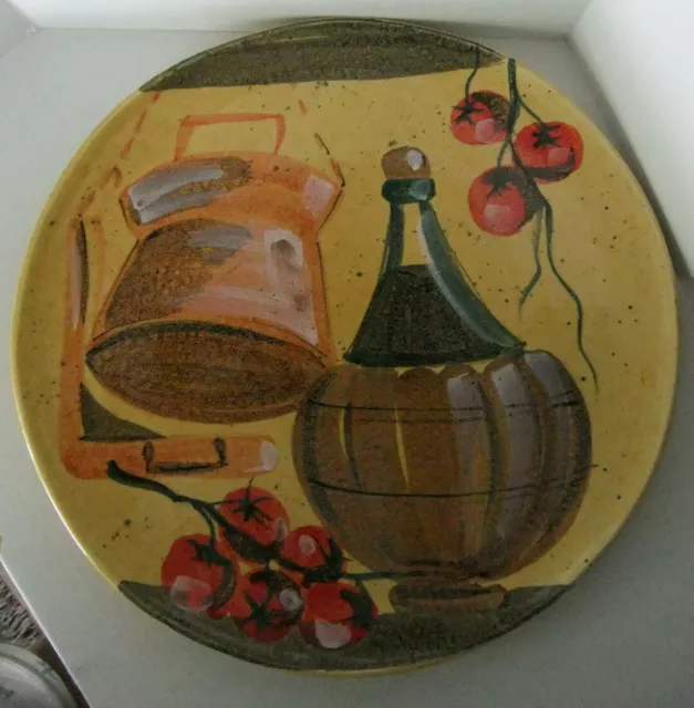 Vintage Marco e Cristina Large Hand Painted Plater Made in Italy Wine Bottle