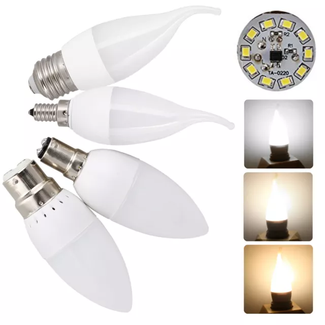 3W LED Kerze Glühbirnen Dimmbar E27 E14 B22 B15 2835 SMD 220V Weiß Lampen