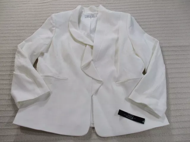 Tahari Womens Jacket 16P Petite White Arthur Levine Polyester Loose Fit New