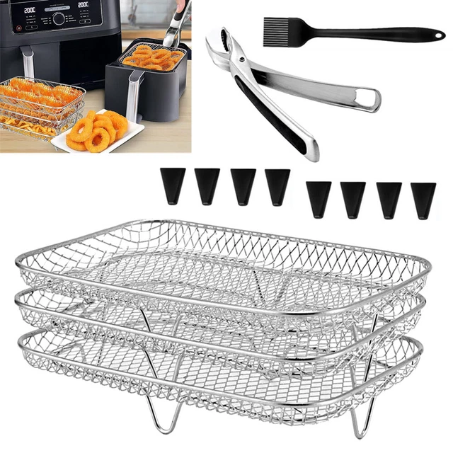 Luftfritteuse Gestell Für Foodi 8L | 3-stöckiger Dörrständer | Edelstahl 304 Stapelbar Mit Tabletts