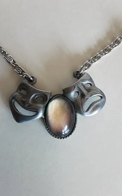 MOOD Stone Necklace Comedy Tragedy Masks Theatre Drama Madeira Jewelry