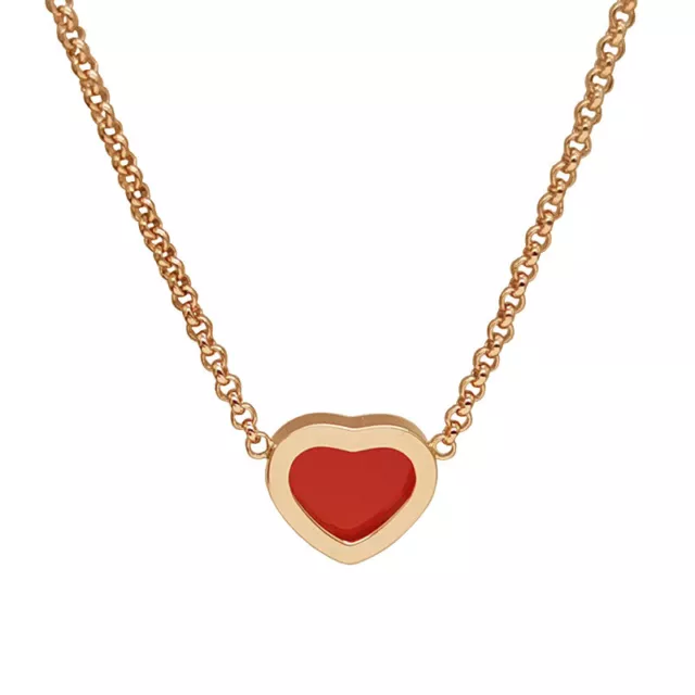 Chopard My Happy Hearts necklace, 18k ethical rose gold, carnelian (103477)