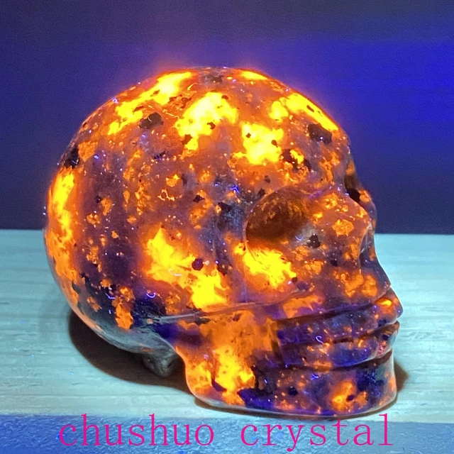 1pc Natural Yooperite Skull Quartz Crystal Carved Gem Skull Reiki Healing 2"