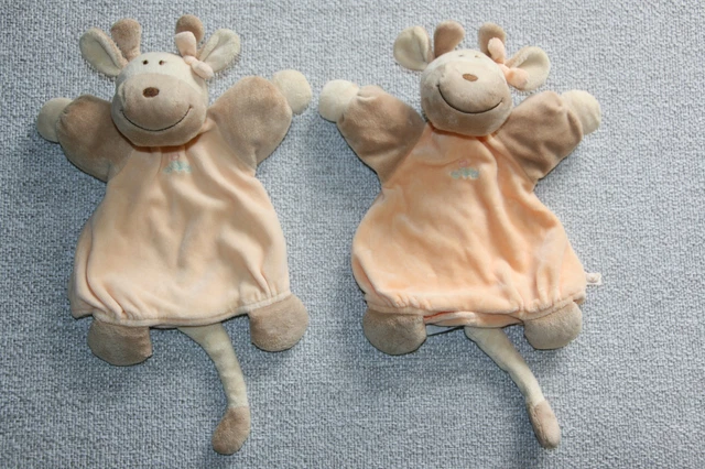 Noukies Noukie's 2 Doudou Vache Girafe Lola Marionnette Beige Orange Fleur Kom9