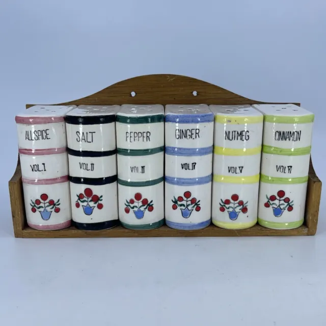 Vintage Japan Book Set Spice Shaker/Jars Allspice/Salt/Pepper/Ginger/Nutmeg/Cin