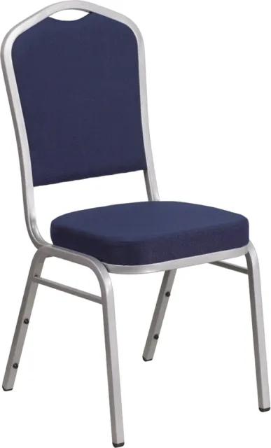 10 PACK Banquet Chair Navy Fabric Restaurant Chair Crown Back Stacking Chair