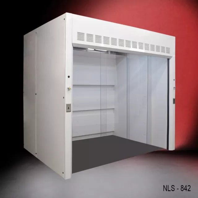 8' x 6' Chemical Walk-In Enclosure  -Fume Hood Floor Mount / Curtain Sash E2-795