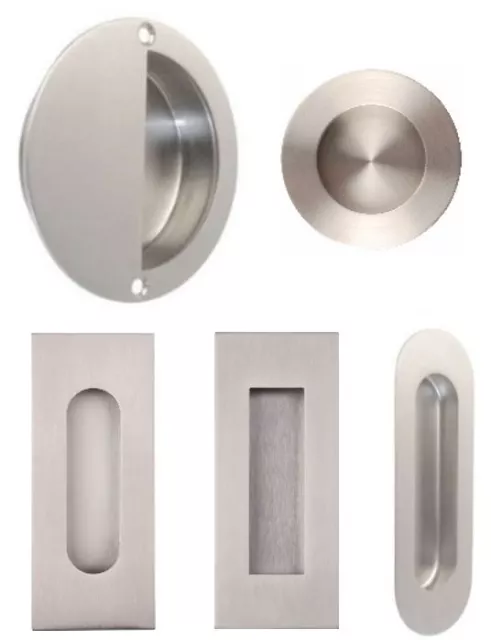 Flush Pull Recessed Sliding Door Handle Round Square Oval Oblong Moon Pocket