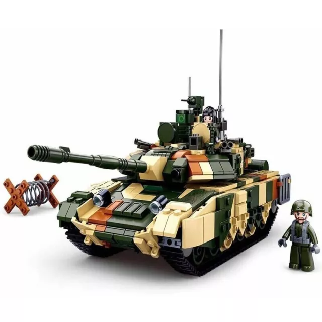Building Blocks Military MOC WW2 T90MS Main Battle Tank Brick Model Kids DIY Toy