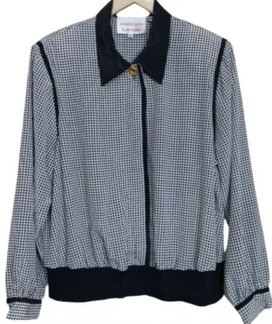 VTG 80s Andrea Gayle Womans Plus Career  Houndstooth Button Blouse Sz 18