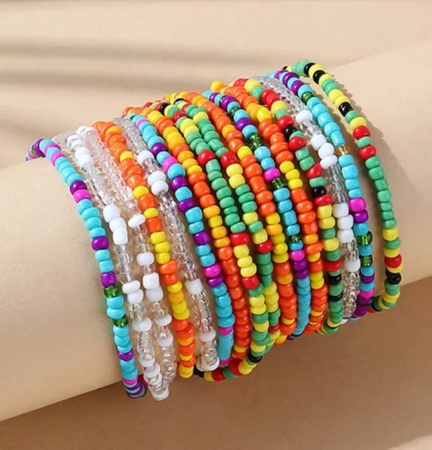 boho summer seed beads beaded wrap bracelet multi strands