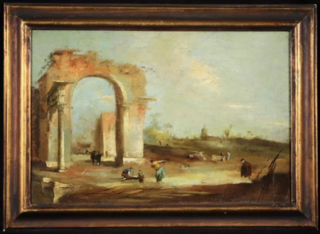 18th CENTURY ITALIAN OLD MASTER OIL CANVAS VENETIAN LANDSCAPE - FRANCESCO GUARDI