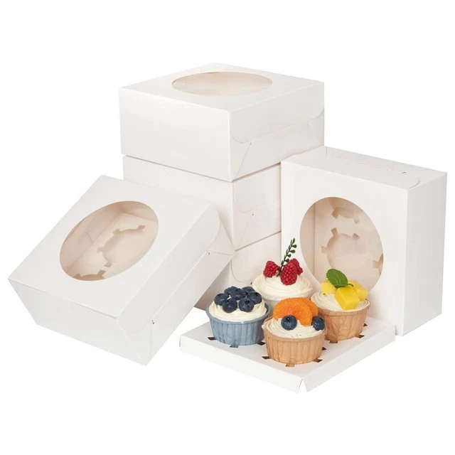 50 confezioni scatole per torte bianche, scatole per biscotti, scatola per panetteria H2L2