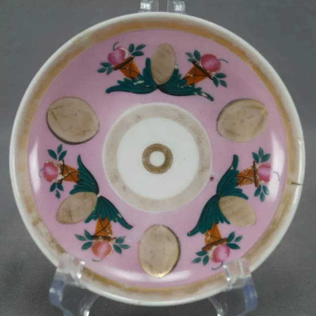 19th Century Safronow Russian Hand Painted Pink Green Gold Neoclassical Saucer A