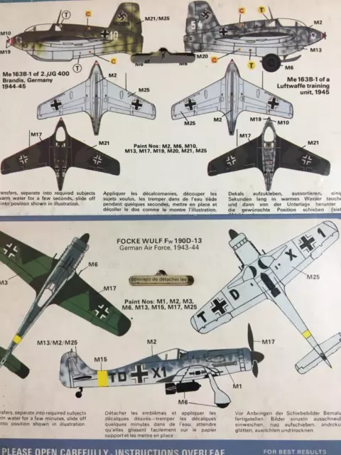 ;) Airfix Me 163 & Focke-Wulf Fw 190 1/72 aircraft model kits joblot
