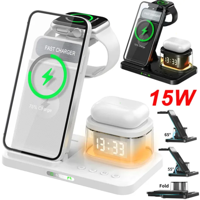 Wireless Charger Dock Charging Station 5 in 1 For Apple Watch iPhone 15 14 13 12