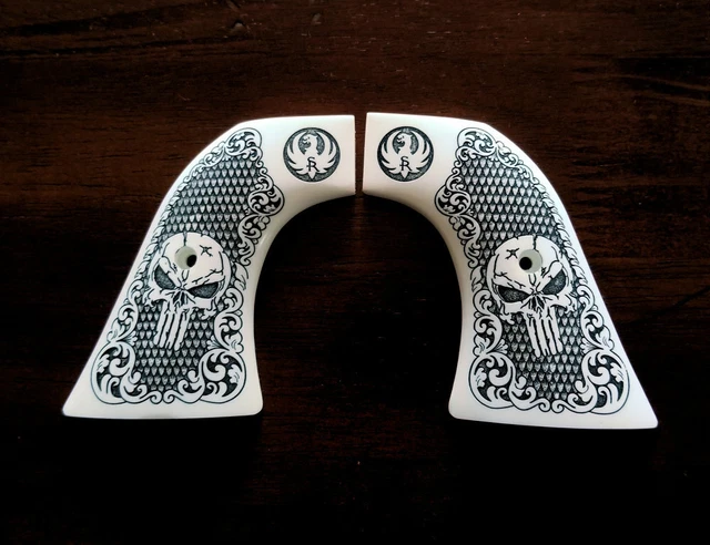 thumbnail image 2 of Custom Engraved Ivory Grips For Ruger Super Blackhawk And Old Vaquero/Blackhawk Single Six With Grim Reaper And Praying Cross Design - Unbranded Handgun Grip 2 of 6