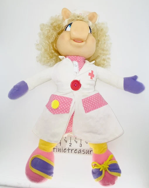 Vtg 1990 Jim Henson Muppets Miss Piggy Plush Nurse Doctor 15" Dress-up Learning