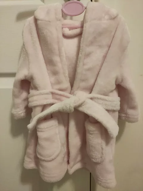 Bambino Pink Robe Dressing Gown Girls with bear ears  0-6 months