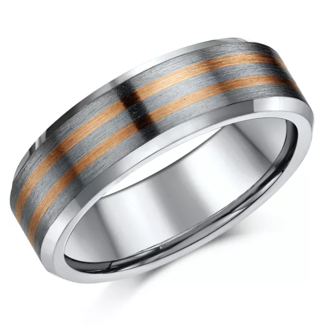 Titanium & 9ct Rose Gold Wedding Band 7mm Ring