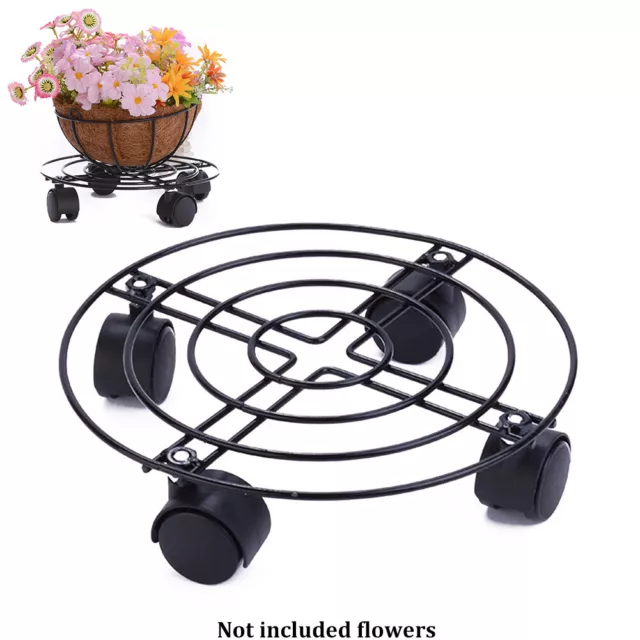 Plant Stand Universal Wheel Tray Support Flower Pot Holder Castor Sturdy Iron