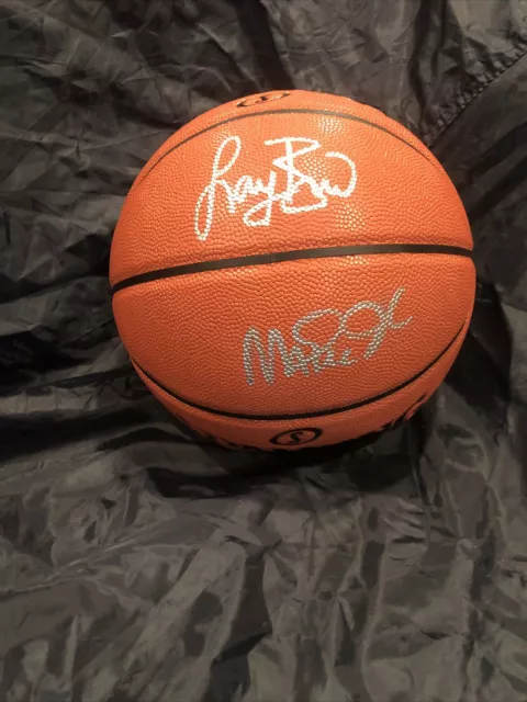 Magic Johnson & Larry Bird Autographed NBA Spalding Indoor/Outdoor Beckett