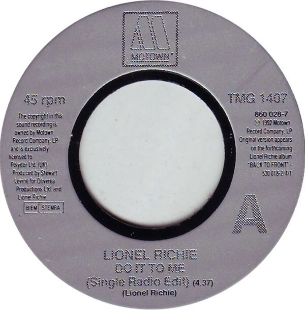 LIONEL RICHIE Do It To Me (7 LIONEL RICHIE Do It To Me (7