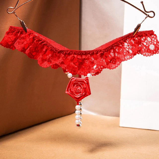 Perizoma Nuovo Perle Abbellimento Rosa Ricamo Panries Intimo Donna Sexy St