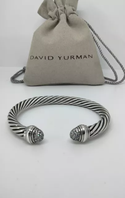 DAVID YURMAN STERLING Silver 7mm Cable Classic Diamond Tip Cuff ...