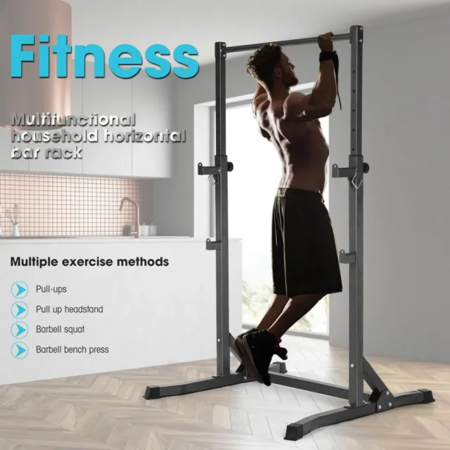 Adjustable Pull up Bar Power Barbell Rack Squat Rack Fitness Gym Exercise Core