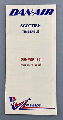 Dan Air Scottish Airline Timetable Summer 1981 Scotland