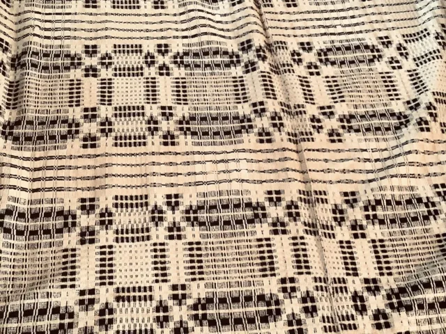 Old Antique yellow and brown rare coverlet 58 x 80 inches