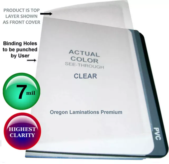 Clear 7 Mil Report Binding Covers 8-1/2 x 11 [100/pack] Plastic Sheets unpunched