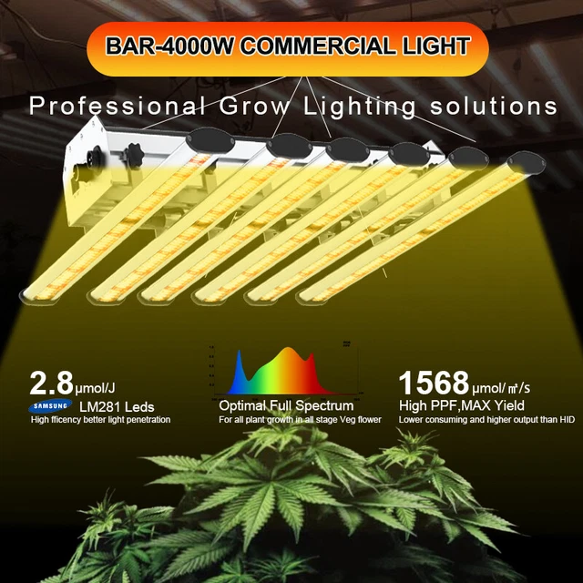 BAR4000W SPIDER LED Grow Light Samsung LM281B Commercial Indoor Grow