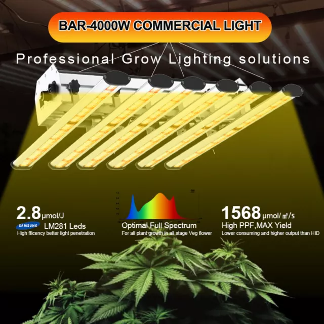 Phlizon BAR-4000W LED Grow Light Samsung LM281B Commercial Indoor Grow Veg Bloom