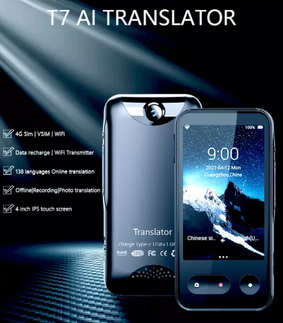4G Smart Voice Translator Portable Real Time 138 languages Translator Device UK