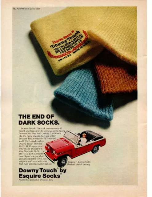 1968 Jeep Jeepster Convertible Downy Touch By Esquire Socks Kayser-Roth Print Ad