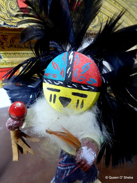Katsina Doll Native American Sunface Signed Nadin D. Vtg Natural Turquoise