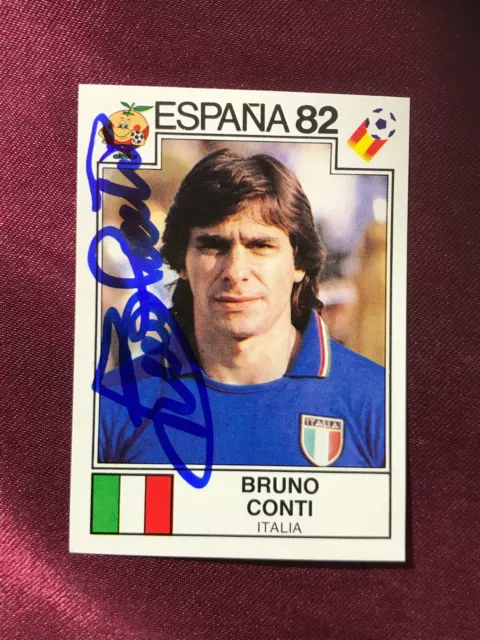 Autografo originale BRUNO CONTI-Figurina Panini World Cup Story No.139-AS Roma