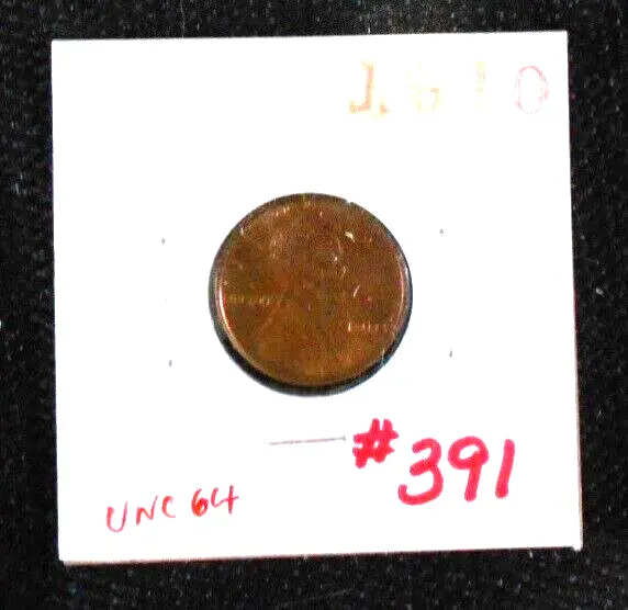 1910 Lincoln Wheat Penny #391, Rare Vintage Old Coin for Collection or Gift