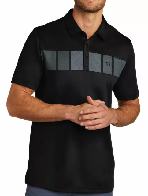 Travis Mathew Cabana Polo Black w/ Chest Stripes Golf *BRAND NEW!!* TravisMathew