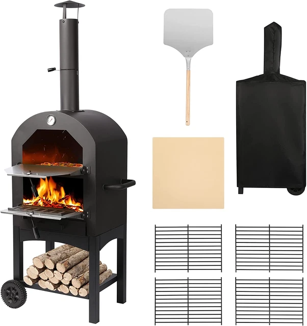 Outdoor Pizza Oven, Wood Fired Pizza Oven for Outside, Large Pizza Ovens with 4