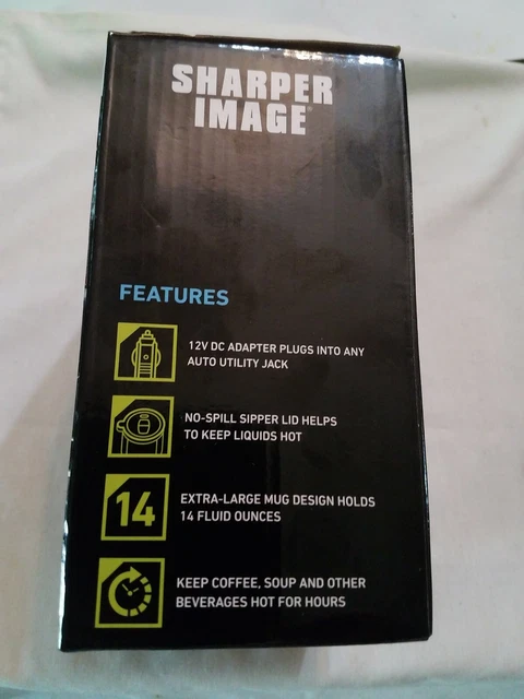 Sharper Image Stainless Steel Heated Travel Mug, 14 Oz, New With 12V Dc Apapter 2