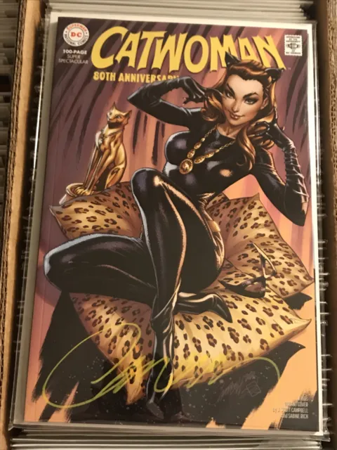 CATWOMAN 80th ANNIVERSARY SPECIAL J SCOTT CAMPBELL 1960s VARIANT SIGNED COA