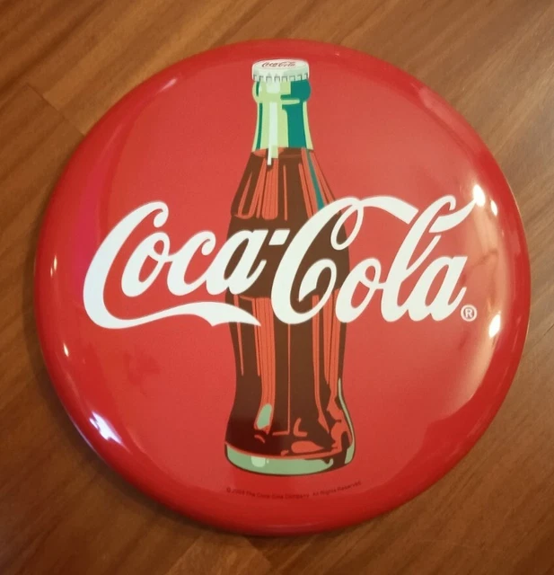 COCA COLA bottone smaltato in latta  ø cm 30